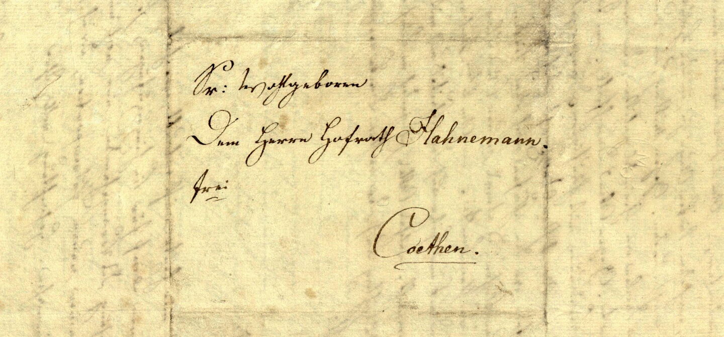 Adresse Hahnemanns auf einem Patientenbrief, 06. März 1835 (IGM B 35086)
